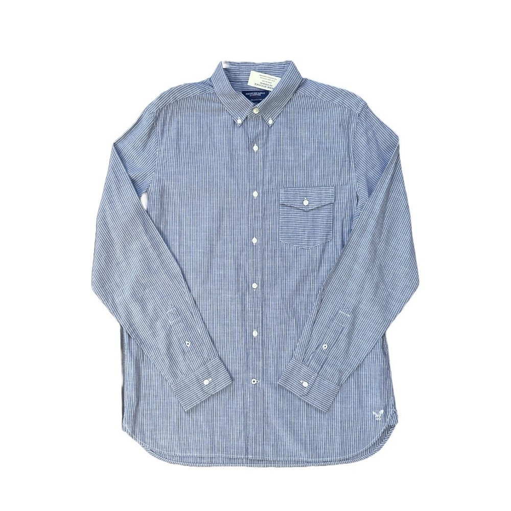 American Eagle Men's Prep Fit Striped Long Sleeve Button Up Shirt Size Tall‎ L